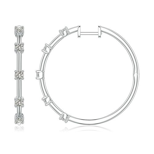Angara 0.69 CTW Round Diamond Five-Stone Station Hoop Earrings in 14K White Gold