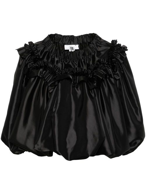 Ruffled satin blouse - Black