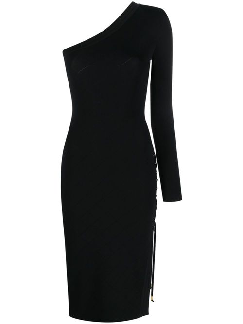 One-shoulder lace-up dress - Black