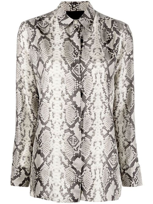 Snakeskin-print button-down shirt - Neutrals