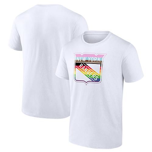 Men's Fanatics White New York Rangers Team Pride Logo T-Shirt - XL