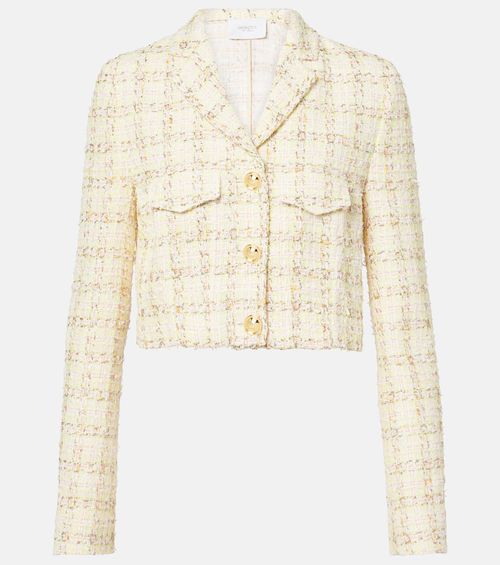 Checked cotton-blend jacket
