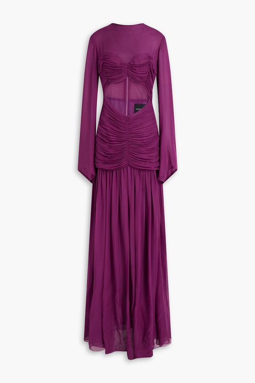 Cutout silk-chiffon gown - Purple - FR 40