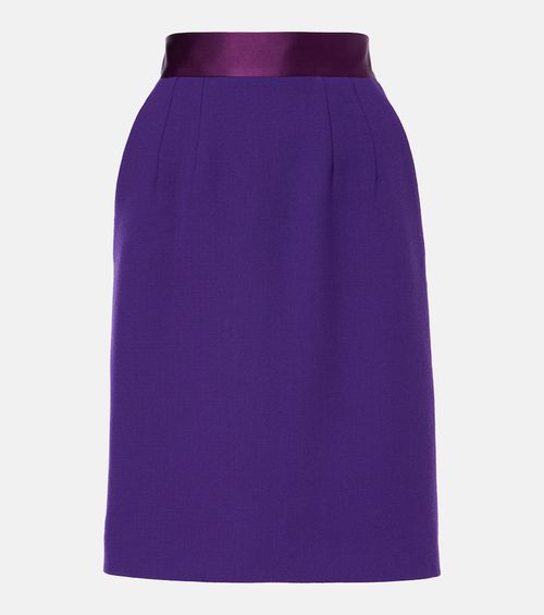 High-rise wool-blend crêpe pencil skirt