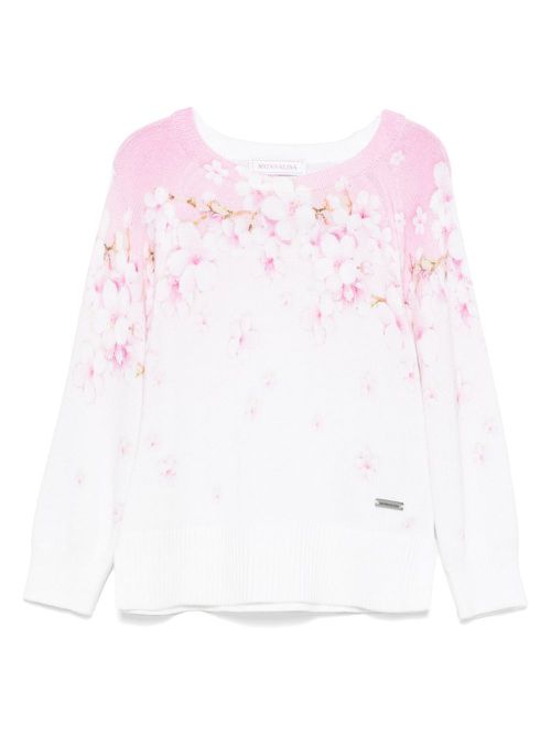 Floral-print sweater - White