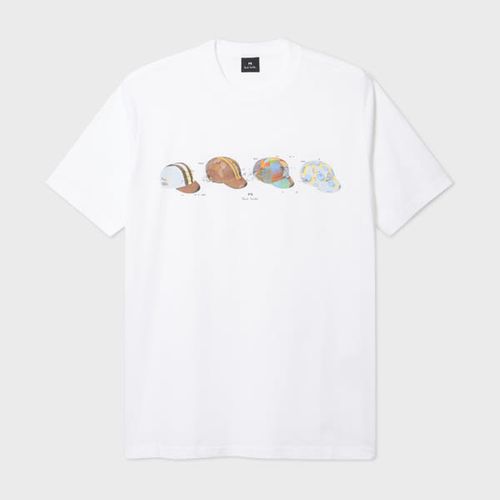 White 'Cycling Caps' Print T-Shirt