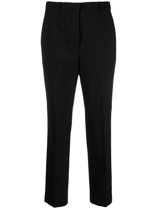 Cropped virgin-wool trousers - Black