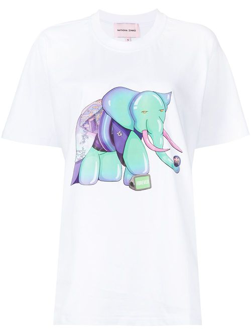 Visionz elephant print T-shirt - White
