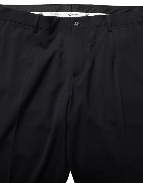 Virgin Wool Tapered Leg Trousers — Black