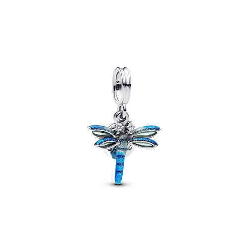 Sterling Silver Dragonfly Double Dangle Charm - Sterling Silver