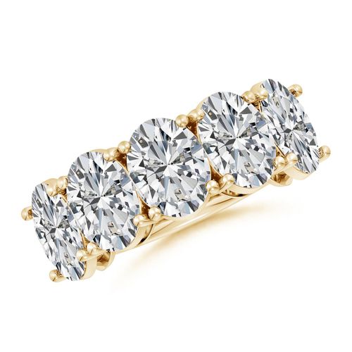 Angara 7.5 Carats Oval Diamond Five Stone Classic Anniversary Ring in 18K Yellow Gold