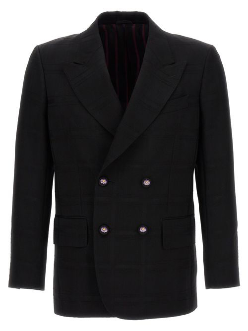 Virgin Wool Double-Breasted Blazer — Black