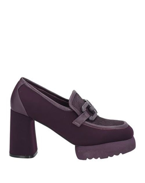 Woman Loafers Purple Size 6 Leather, Textile fibers