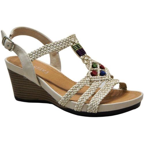 IVACHY Women's Buckle Bohemian Style Wedges in Beige