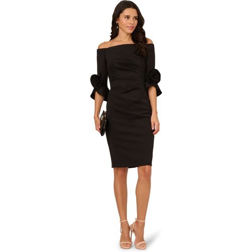 Adrianna Papell Womens Rosette Scuba Dress - Black