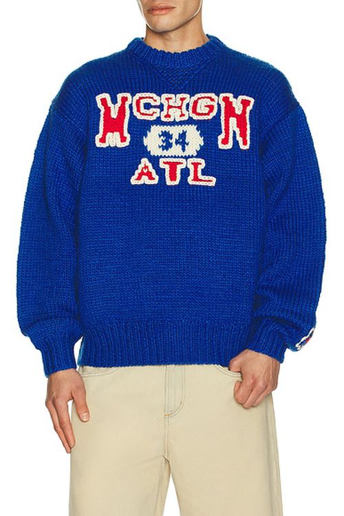 Rice nine ten Hand Knitting Sweatshirt in Blue - Blue. 1 also