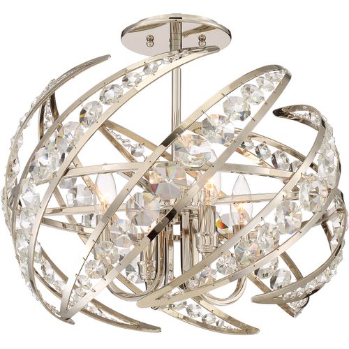 Crescent 4-Light Semi-Flush Mount in Polished Nicke
