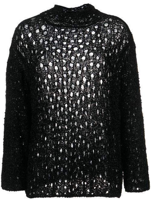 Open-knit high-neck jumper - Black