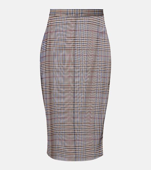 Aurora plaid sheer mesh midi skirt