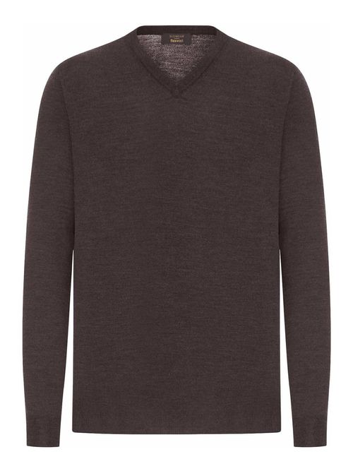 V-Neck Sweater In Fine Combed Wool