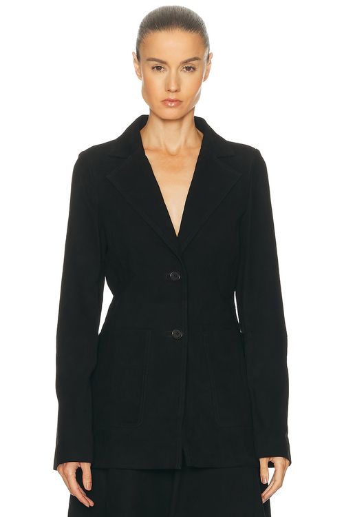 Rohe Suede Cinched Blazer in Black - Black. 40 also