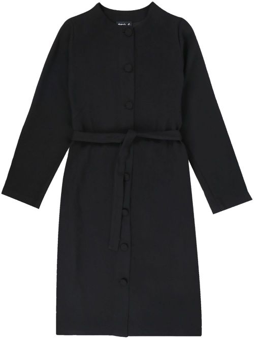 Belted single-breasted coat - Black