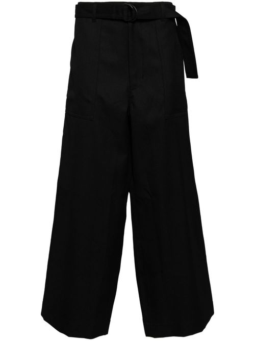 Belted wide-leg trousers - Black