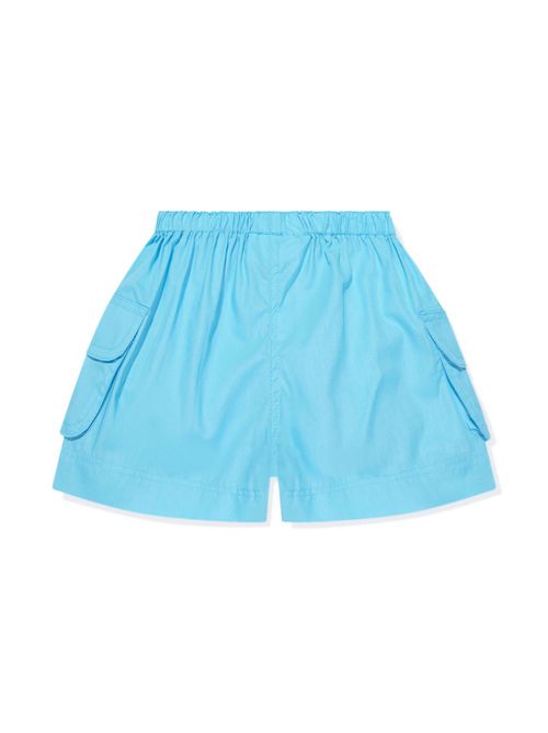 Cotton-poplin cargo shorts - Blue