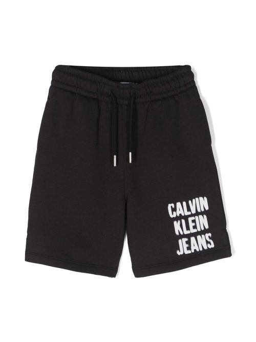 Logo-print cotton track shorts - Black