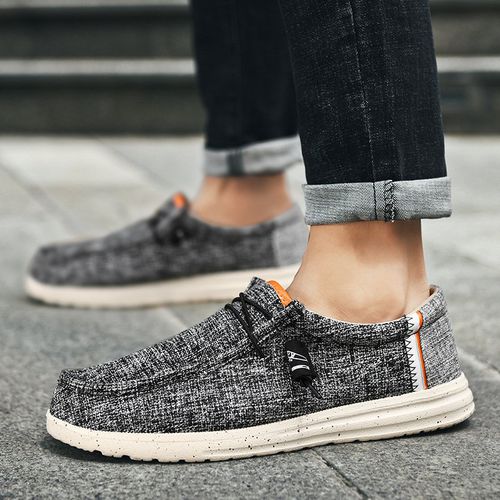 Canvas loafers, new breathable men's flat bottomed casual , loose oversized, lazy and lightweight soft soled cloth