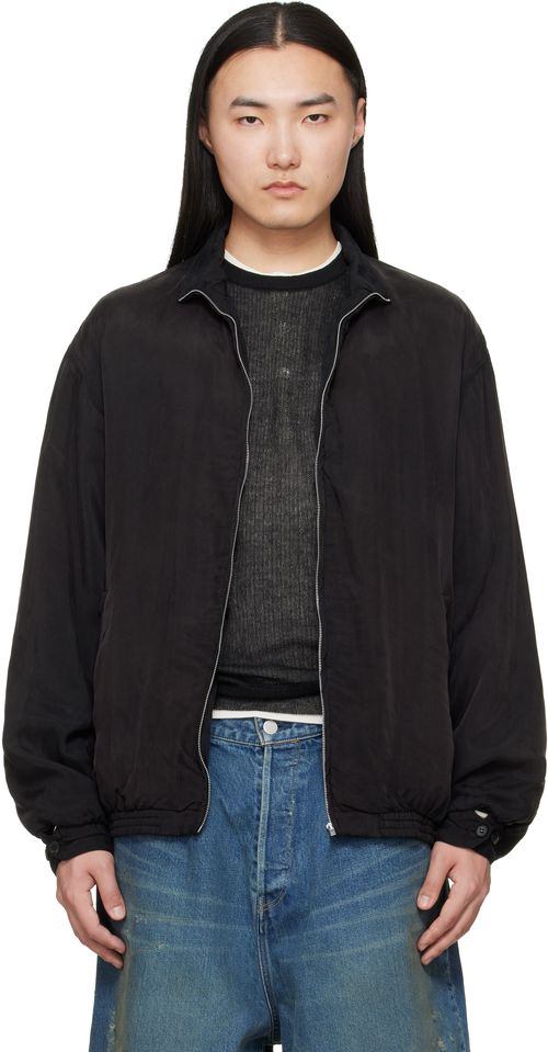 Black Cupro Fibril Vintage Zip Jacket