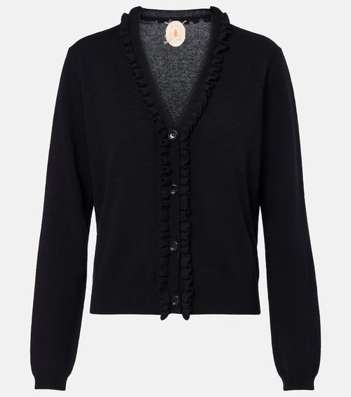 Ruffled wool and cashmere cardigan