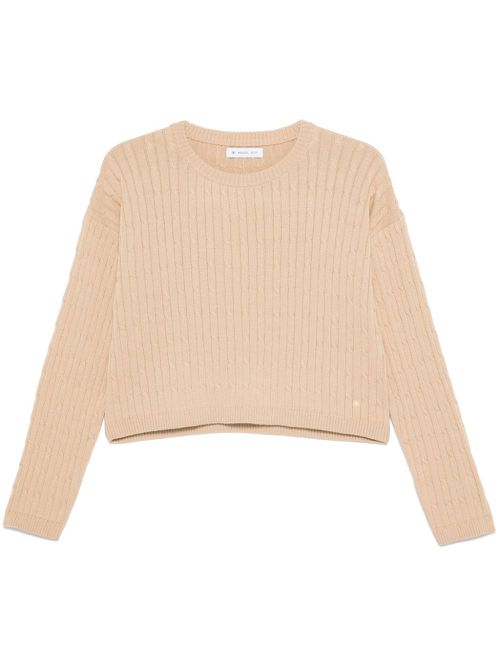 Cropped cable-knit sweater - Neutrals