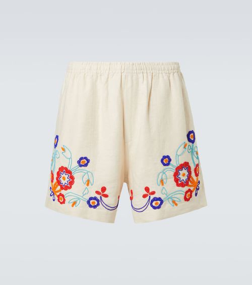 Bode Garden Party beaded linen shorts