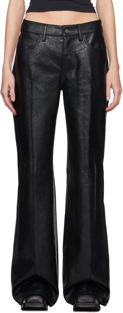 GUESS USA Black Crackled Leather Pants
