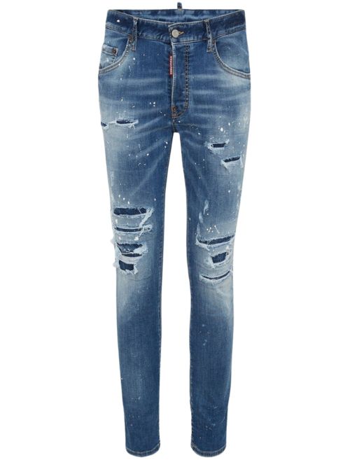 Dsquared2 Distressed Paint Splatter Blue Skater Jeans - Blue