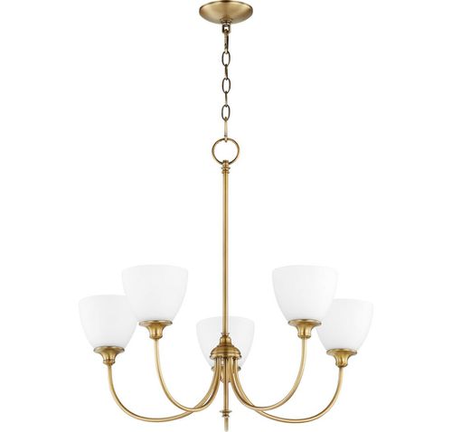 Quorum Celeste 5-Light 25" Transitional Chandelier in Aged Bra