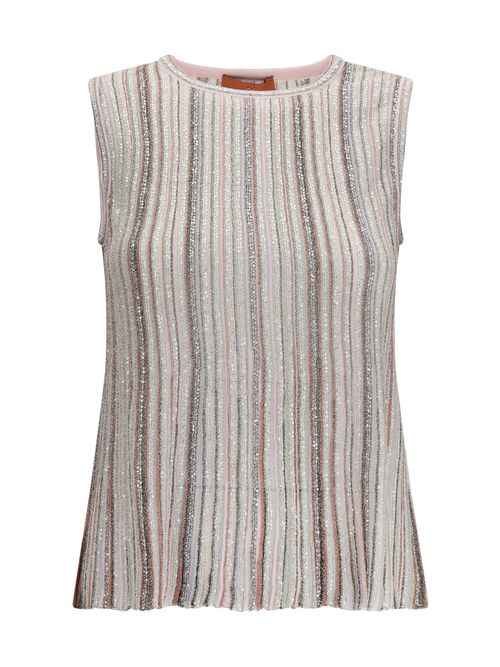 Ribbed Sequin Tank Top — Pink