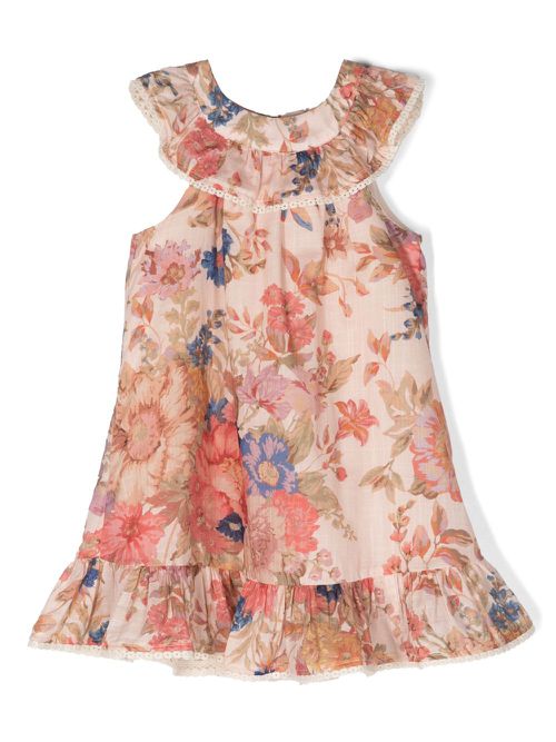 August floral-print cotton dress - Neutrals