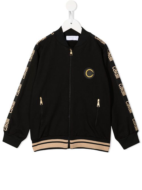 Logo-tape detail sweater - Black