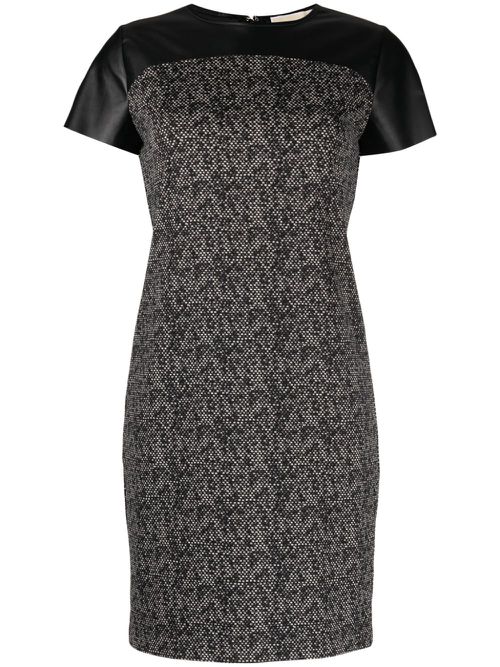 Panelled faux-leather minidress - Black