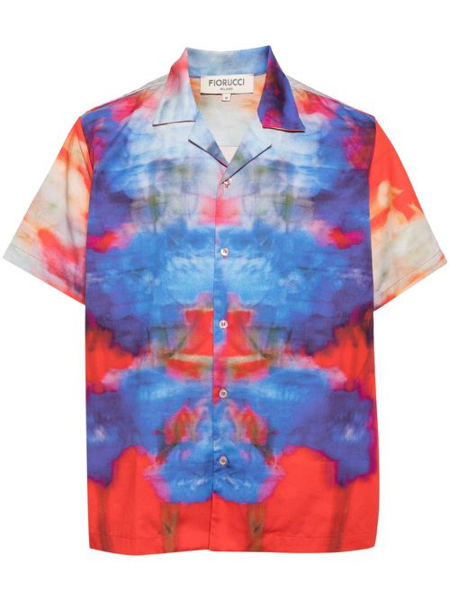 Flower Blur organic cotton shirt - Blue