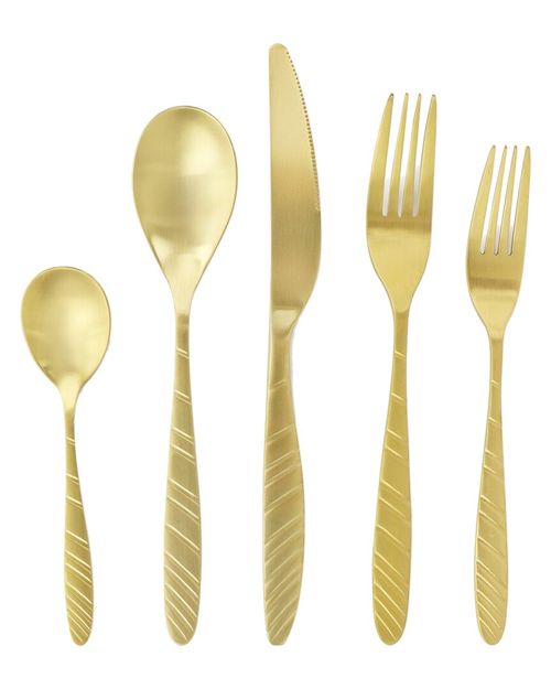 La Vague 20Pc Flatware Set Gold Gold
