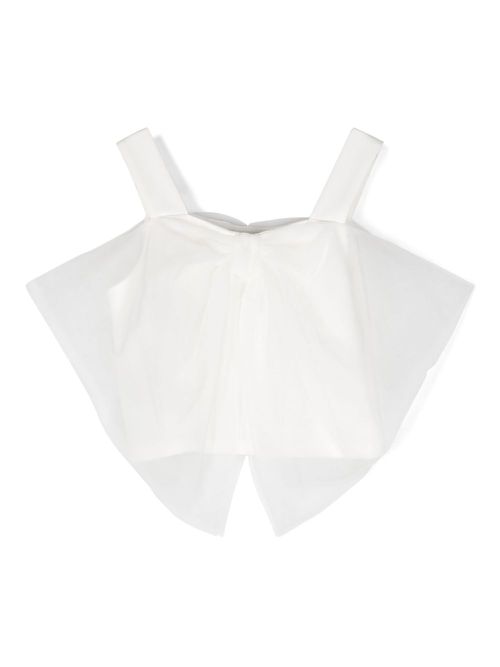 Knotted tulle crop top - White