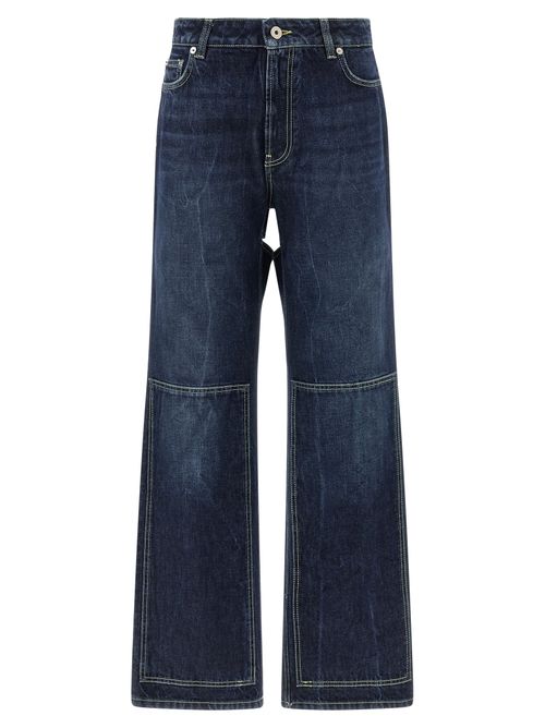 Wide-Leg Cut-Out Denim Jeans — Blue