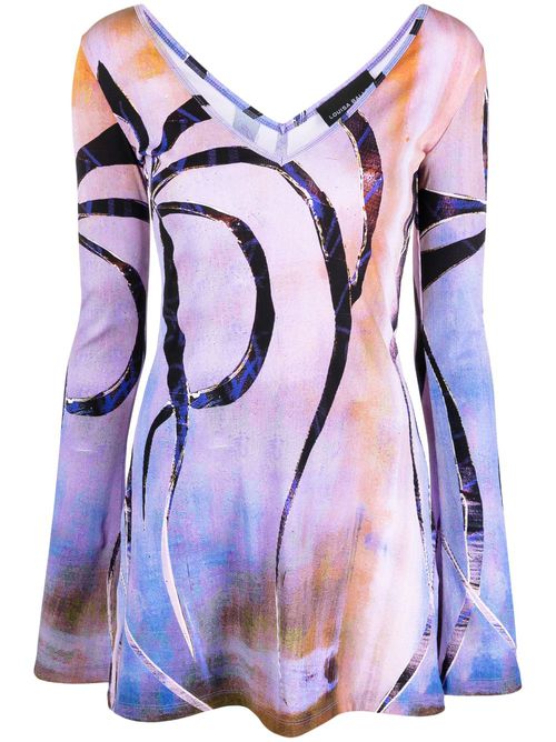 Enigma-print ribbed-knit minidress - Purple