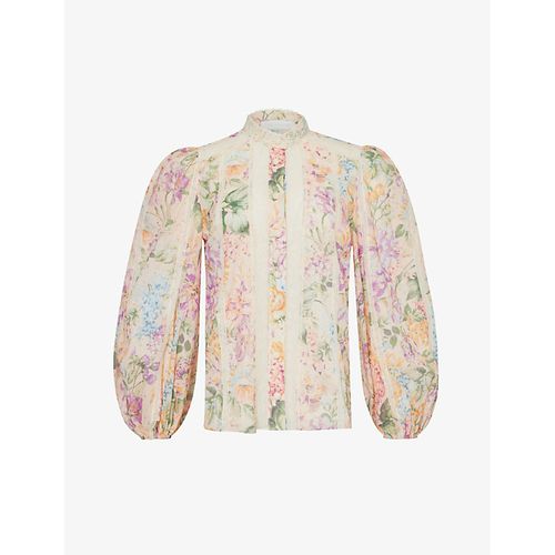 짐머만 여성 Womens Multi Watercolour Floral Halliday Floral-print Cotton Shirt Xxs 76177560