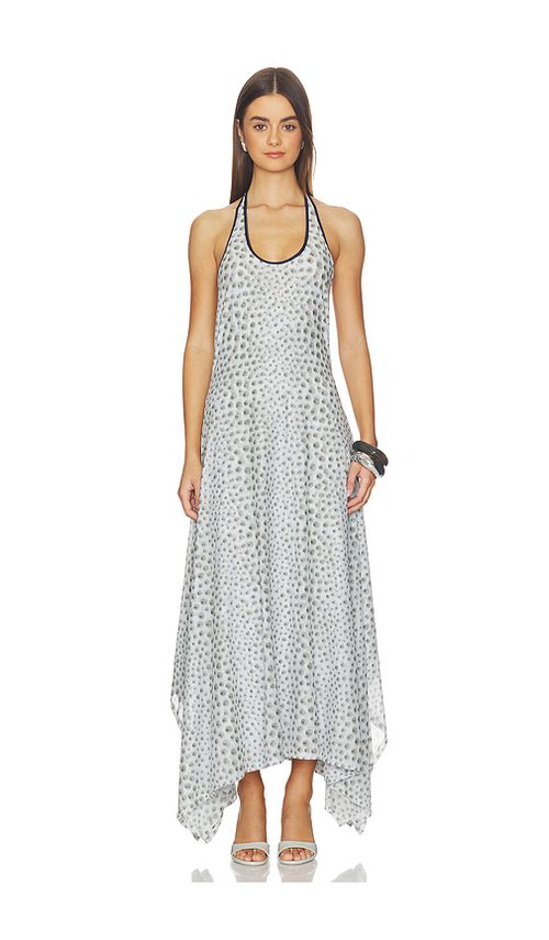 Kate Barton Halterneck Handkerchief Dress in Light Grey. S. Also in