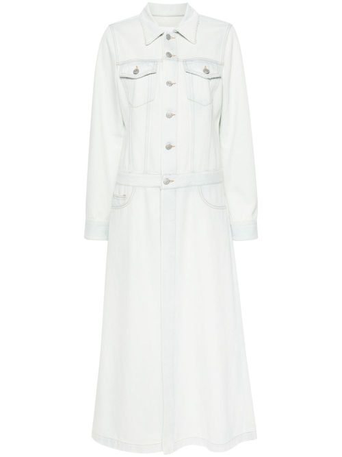 Single-stitch denim maxi coat - Blue