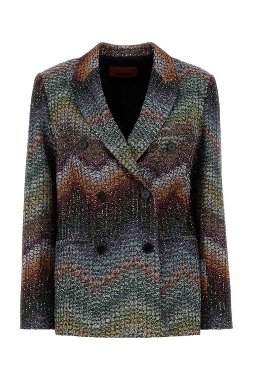 Embroidered Viscose Blend Blazer — Multicolor